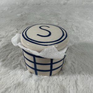 C.R. Gibson Flourish Monogram Letter 'S' Ceramic Trinket and Jewelry Box NIB
